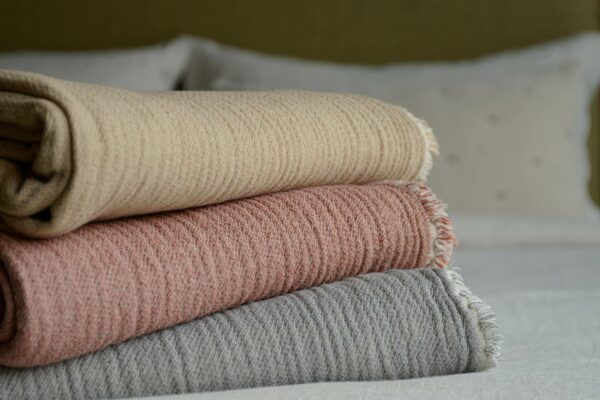 organic cotton textured throws stack