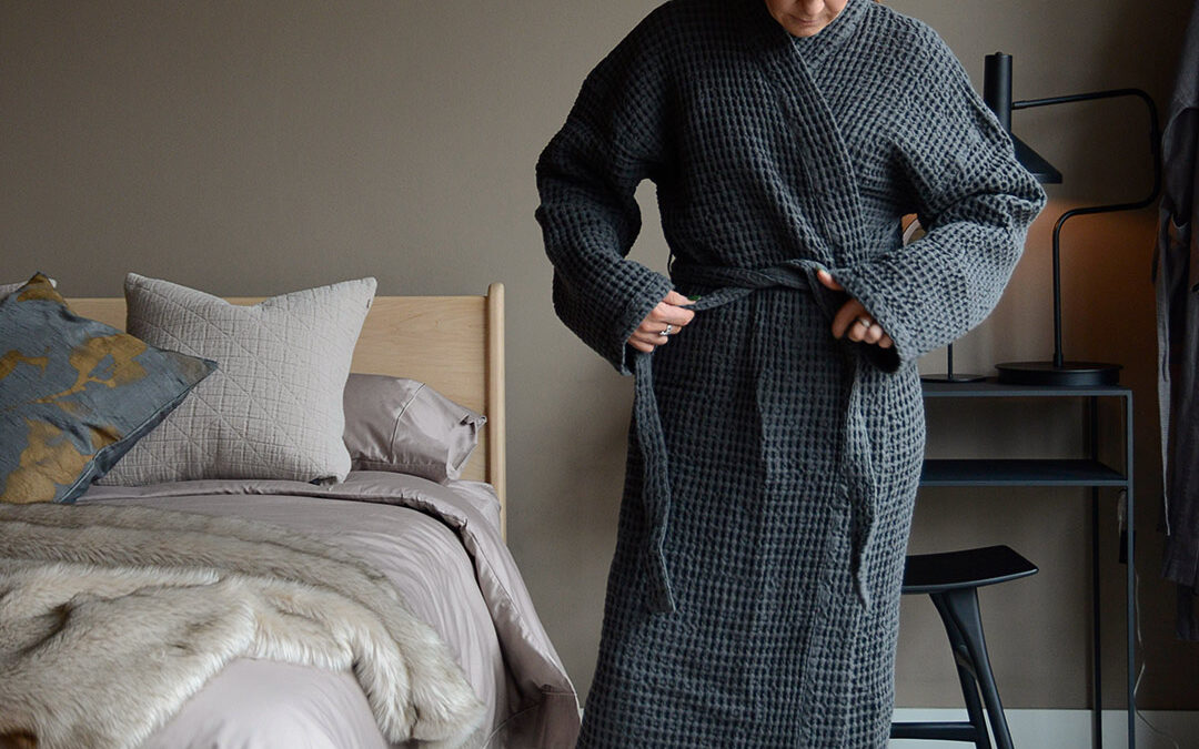 Organic Cotton Waffle Robe - Clay or Grey - Natural Bed Company