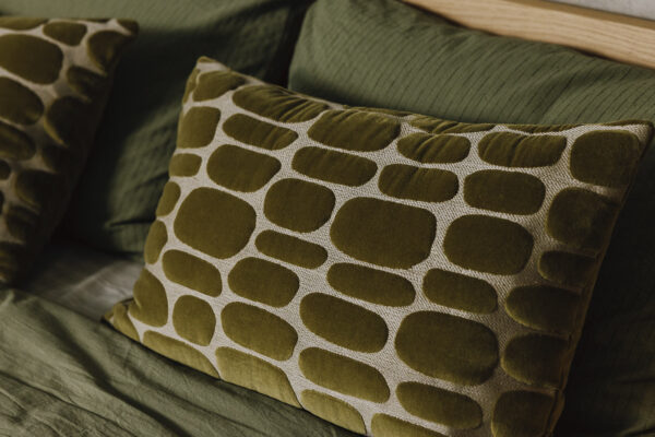 Pebble Pattern Cushions  - Olive Velvet