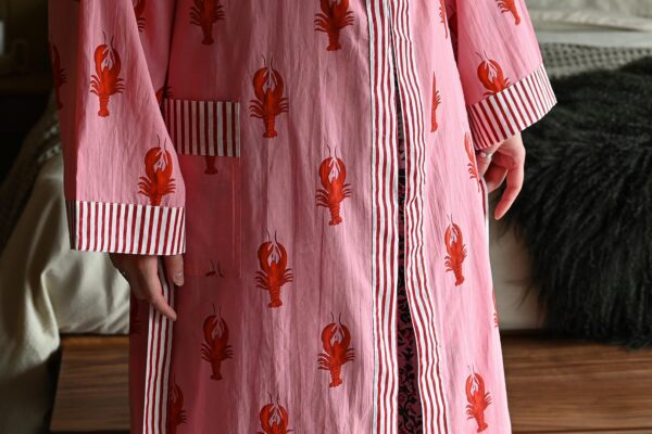 Lobster Print Cotton Robe