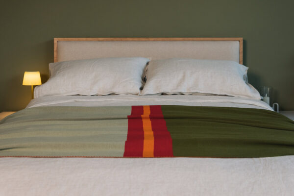 reversible colour block throws green red
