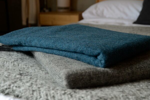 reversible throws in petrol and grey