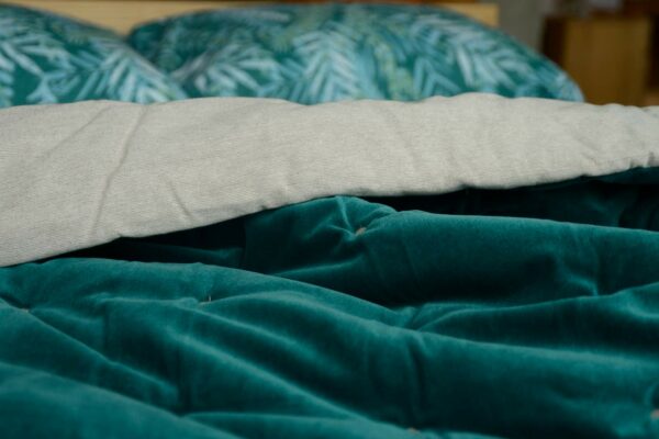 reversible velvet throw in teal