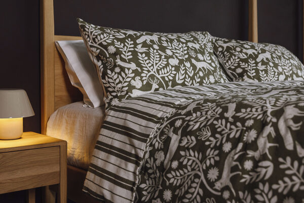 Nordic Woodland Green Brushed Cotton Duvet Set