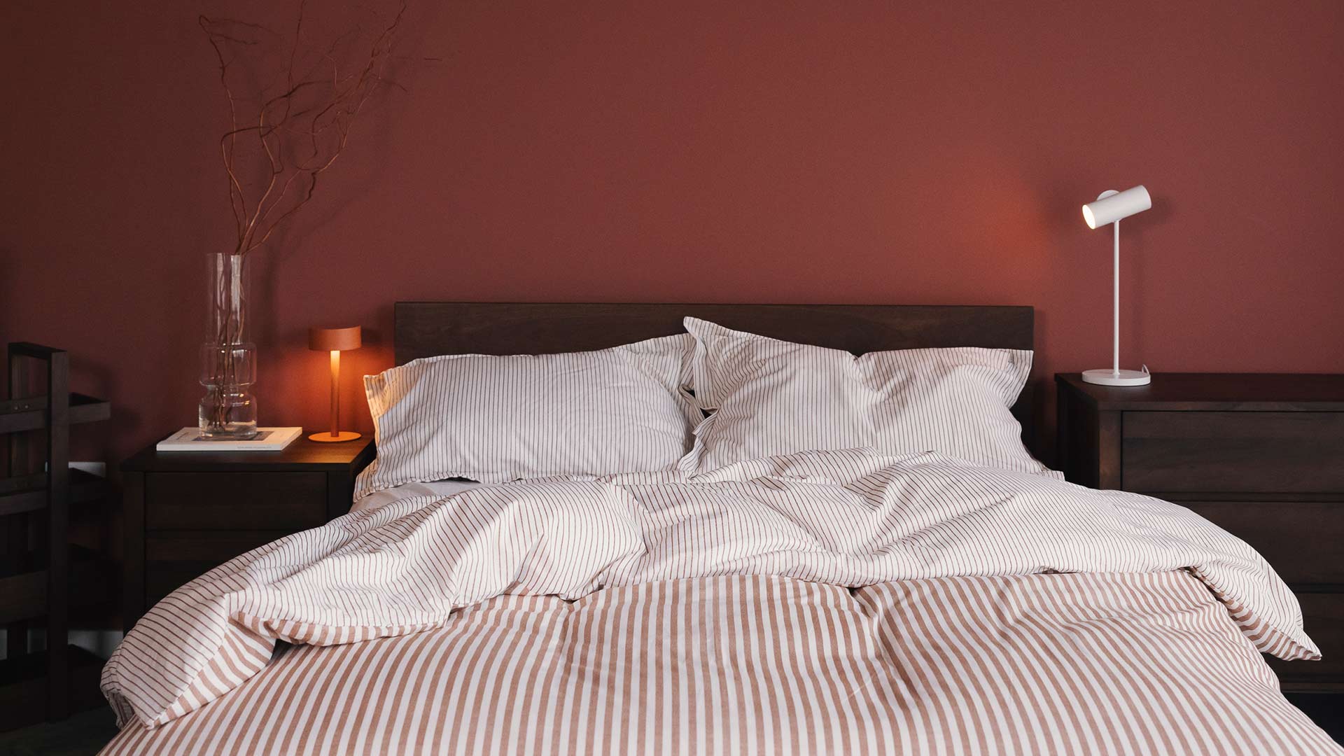 rumpled striped bedding