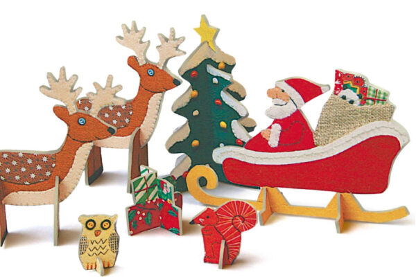 Mini 3D Father Christmas & Reindeers