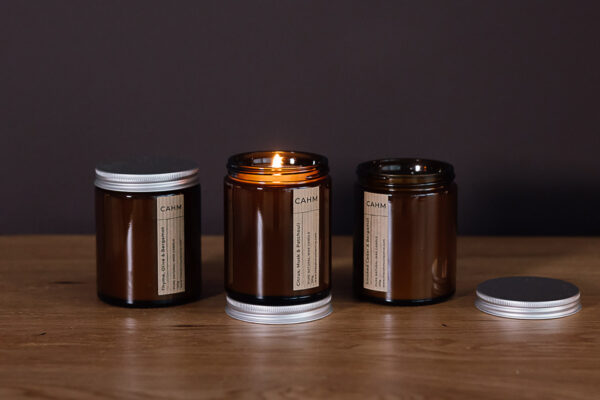 Cahm Luxury Scented Candles in Amber Glass Jars