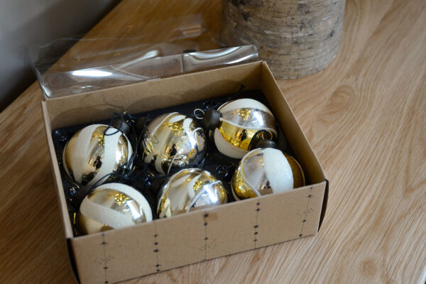 set of gold and silver christmas decorations