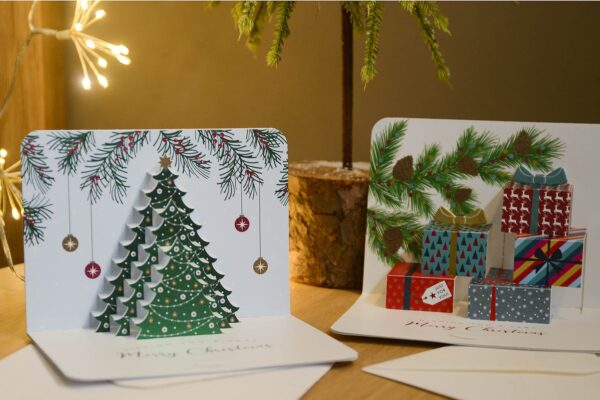 set of pop up christmas cards