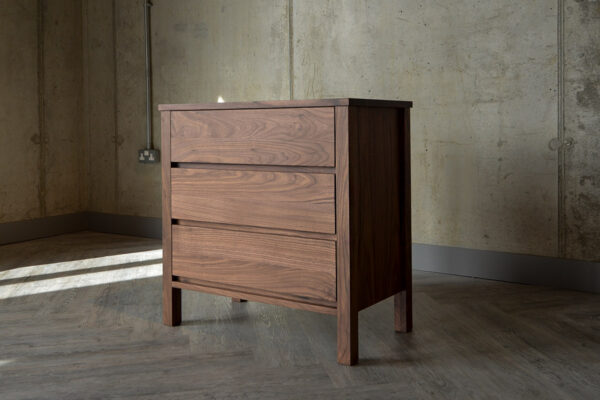 shaker walnut 3 drawer chest 1200