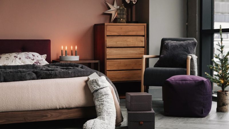 shoreditch armchair and velvet pouf with Iona bed xmas