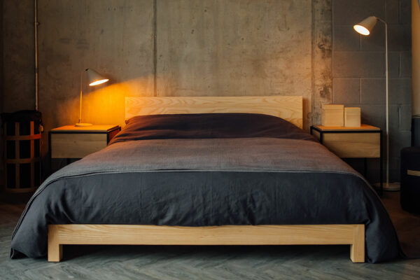 slate linen bedding5 on ash sonora bed