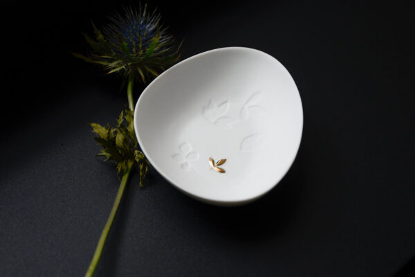 small dish with gold leaf motif