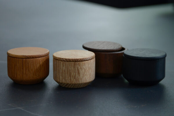 small salt pots oiled natural smoke and black finishes