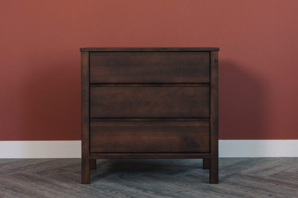 smoked finish walnut 3 drawer chest