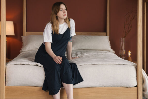 soft black slip dress