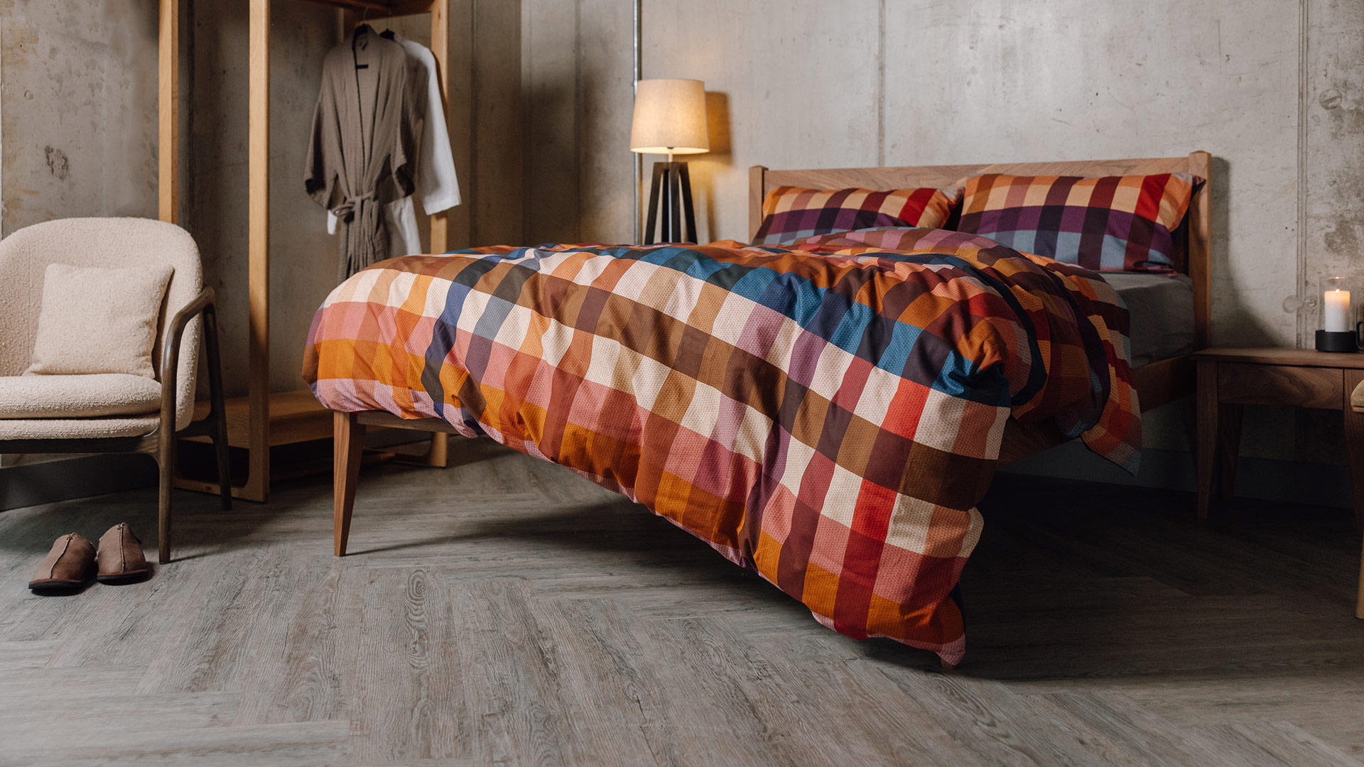 soft check print duvet set