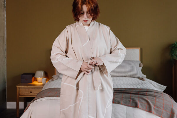 Organic Cotton Bathrobe - Linear Design