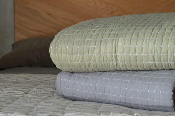 Contrast Stitch Quilted Bedspreads - Green or Grey