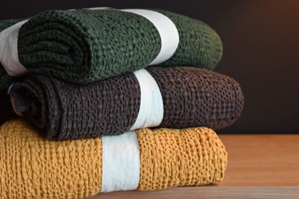 Waffle Textured Cotton Bedspreads - 180x260cm