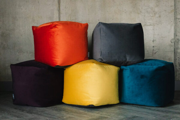 stack of velvet low cube stools