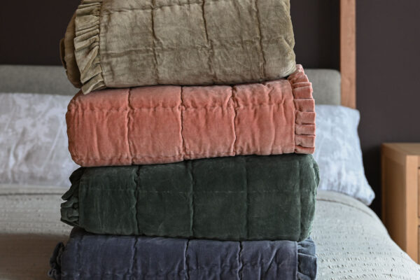 Velvet Ruffle Bedspreads - 4 Colours