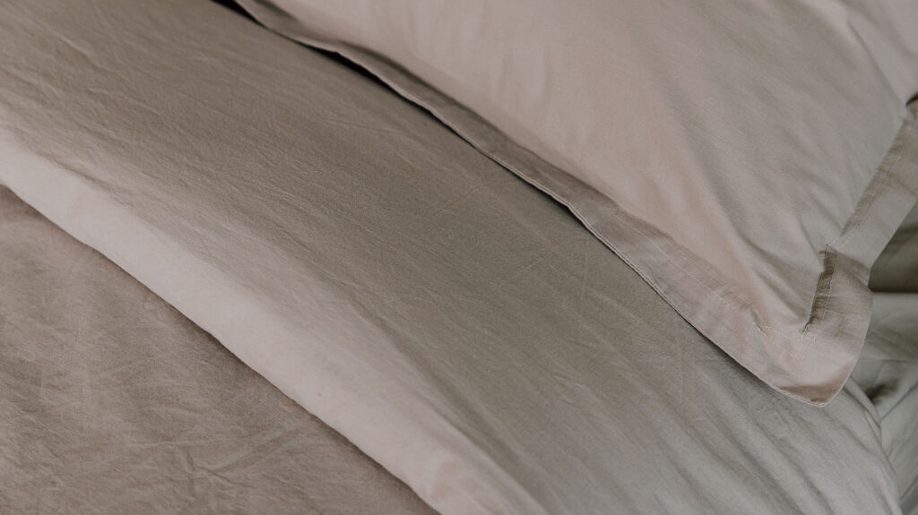 close up of stonewash cotton bedding.