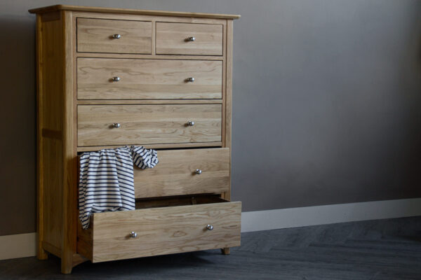 tall 6 drawer oak chest