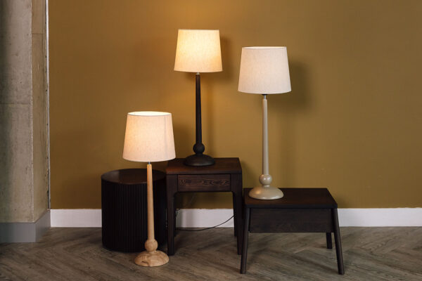 Wooden Lamps with Fabric Shades - 3 Colours
