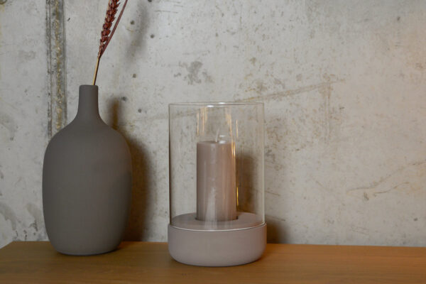 taupe concrete candle holder