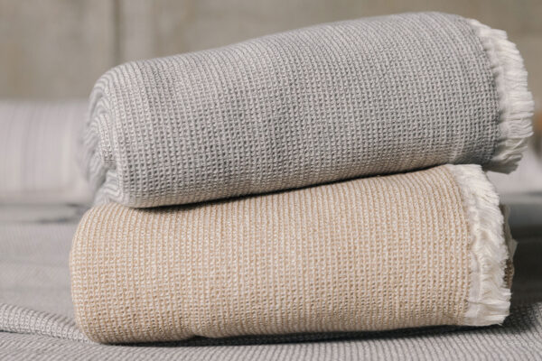 textured waffle look bedspreads in grey caramel