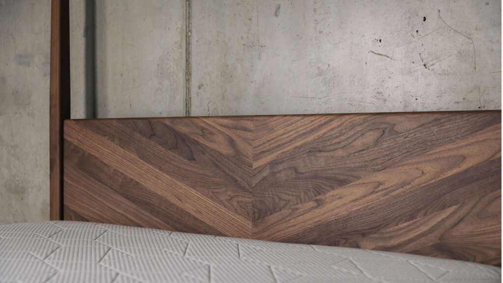 walnut chevron headboard close up Harrow