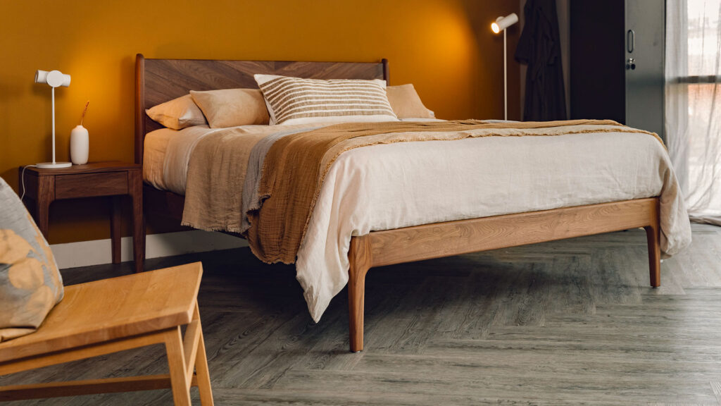 walnut hoxton mid century style bed in walnut 23