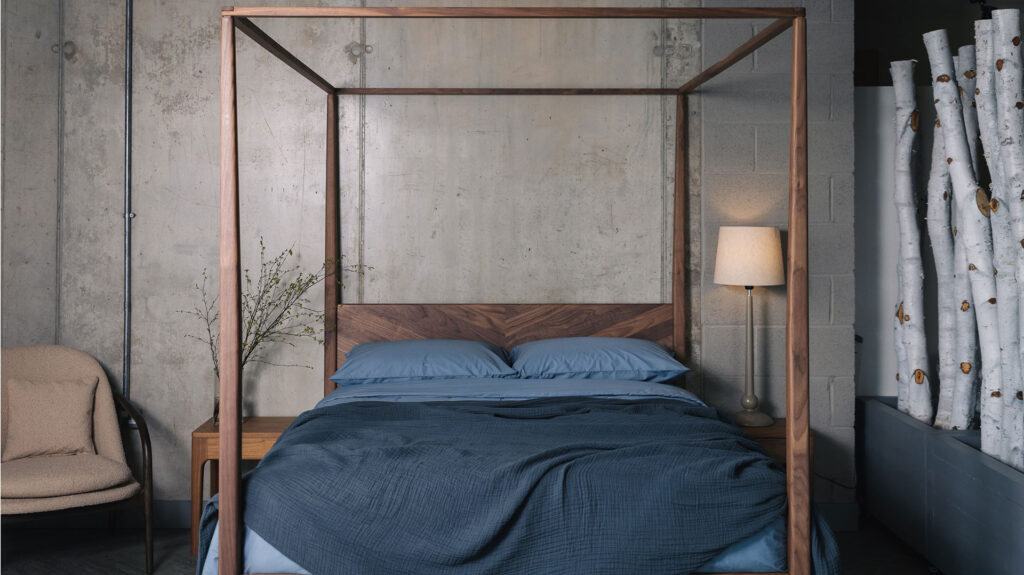walnut mid century style four poster Harrow