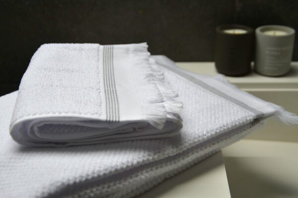 white fringed towels from meraki