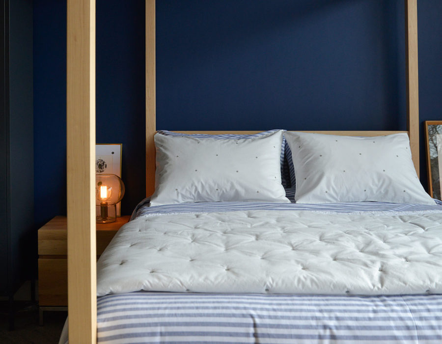 white quilt and pillowcases set