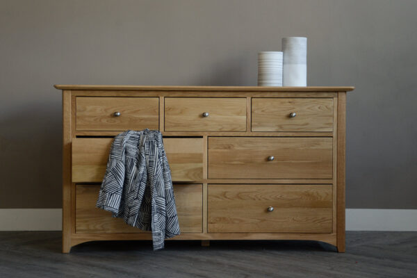 wide 7 drawer chest in oak