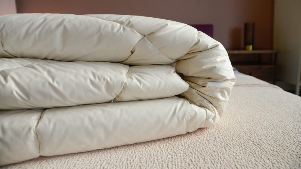 wild silk filled duvet in organic cotton case